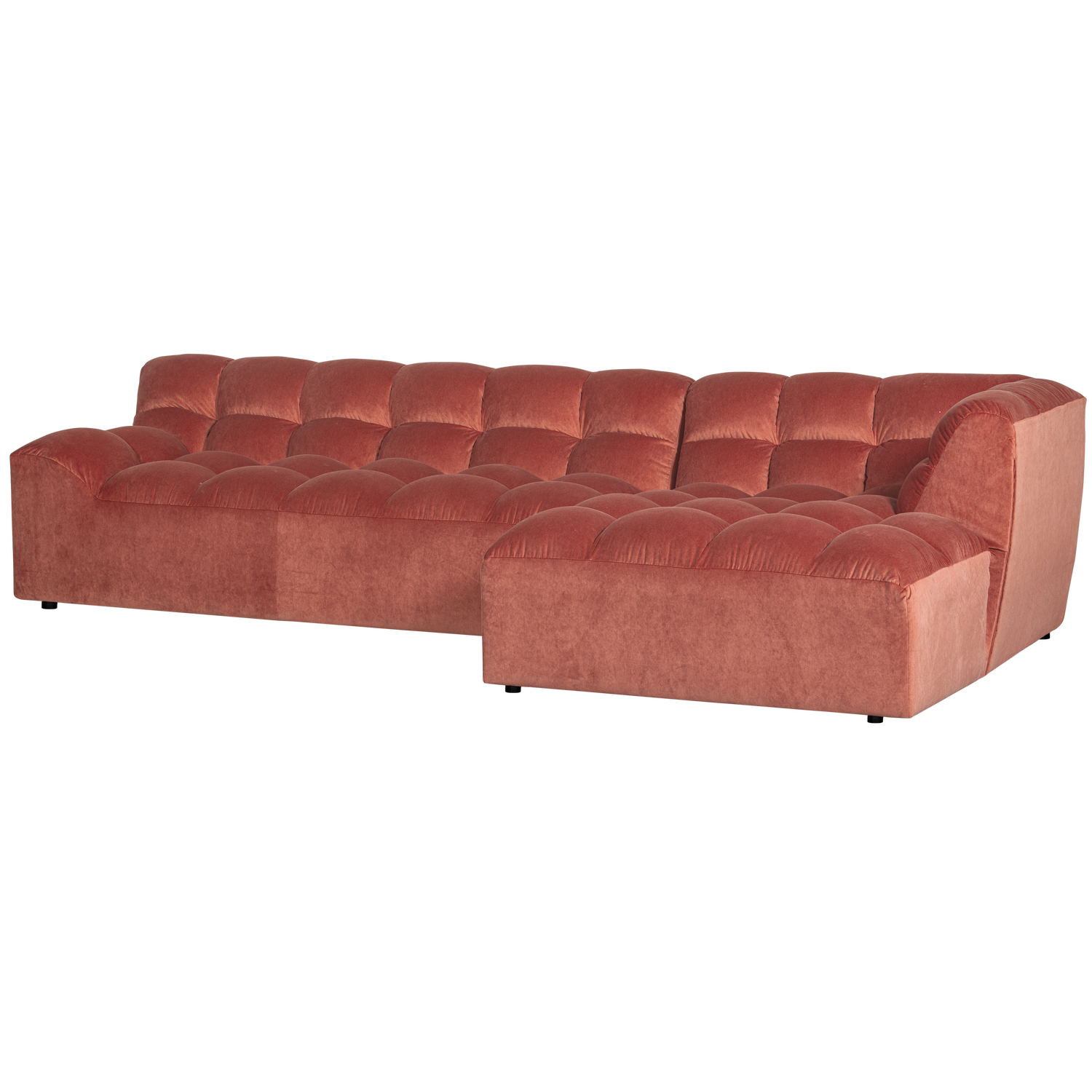 WOOOD Allure Chaise Longue Bank Rechts - Fluweel - Blush - 79x324x165