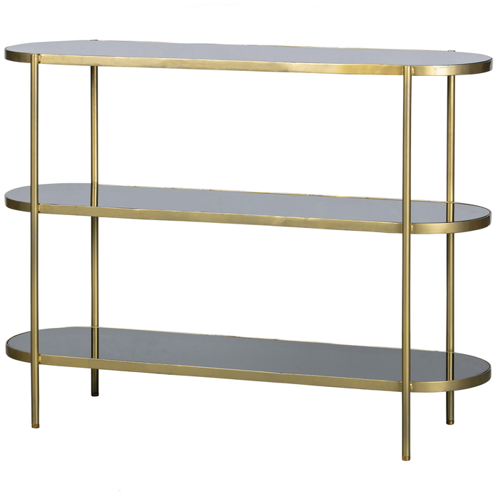 WOOOD Smokey Sidetable - Metaal|Glas - Antique Brass - 120x38x90