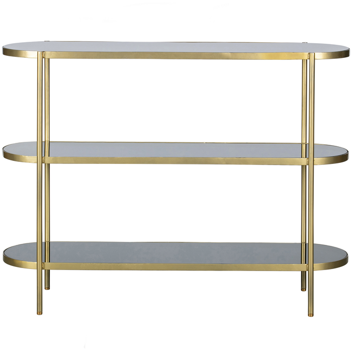 WOOOD Smokey Sidetable - Metaal|Glas - Antique Brass - 120x38x90