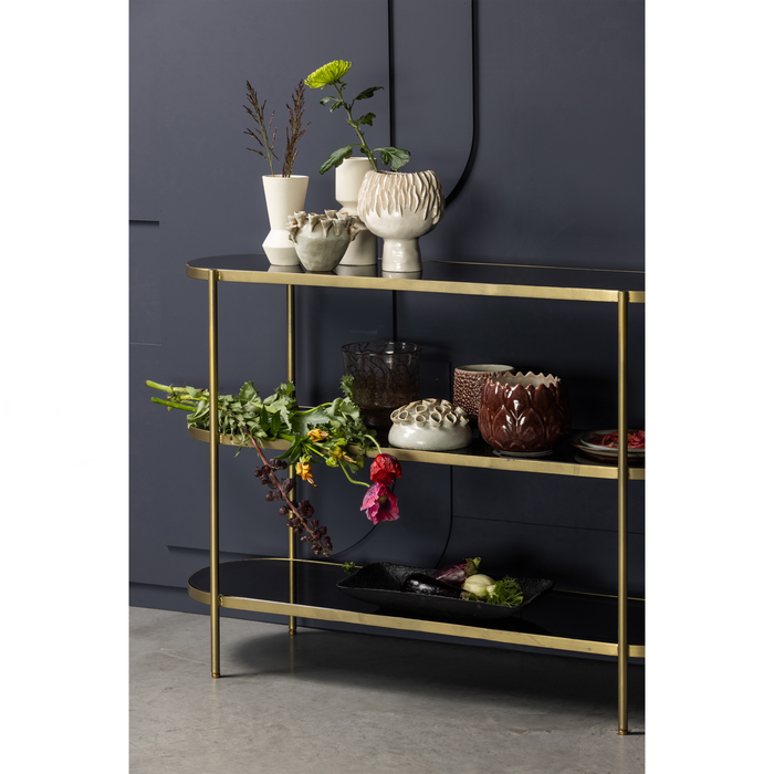 WOOOD Smokey Sidetable - Metaal|Glas - Antique Brass - 120x38x90