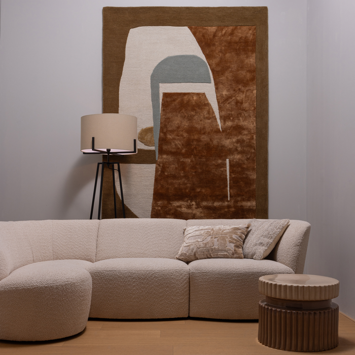 WOOOD Coco 3-Zits Ronding Links - Bouclé - Creme - 70x230x138