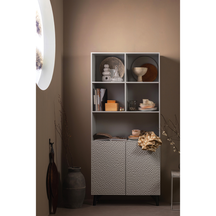 WOOOD Carved 2-Deurs Opbergkast - Hout - Mist - 200x90x37