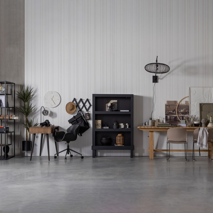 WOOOD Bonk Open Kast - Grenen - Zwart - 160x103x37