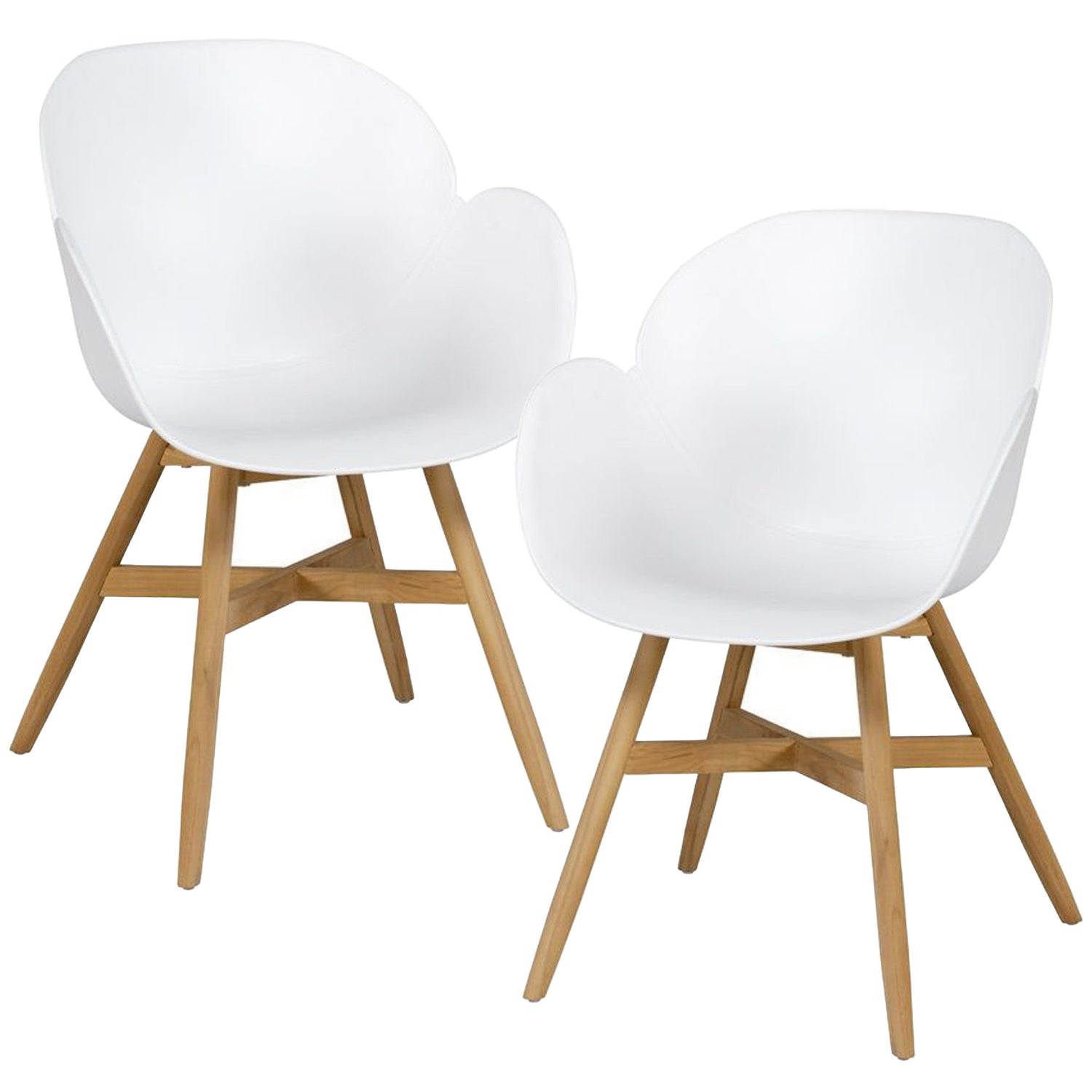 WOOOD Tulip Tuin Fauteuils - Teak|Propyleen - Wit - Set van 2