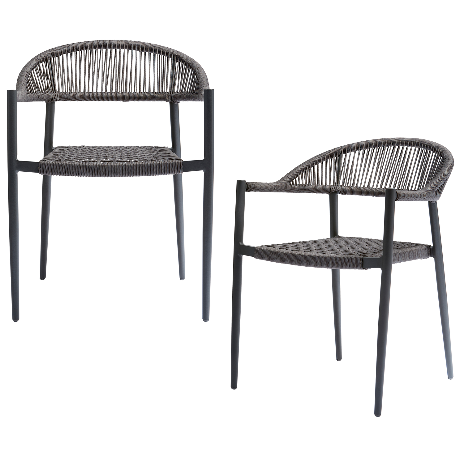 WOOOD Set van 2 - Yellow eetstoel touw|aluminium donkergrijs