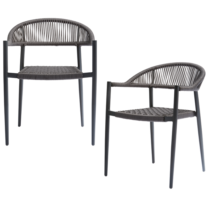 WOOOD Set van 2 - Yellow eetstoel touw|aluminium donkergrijs