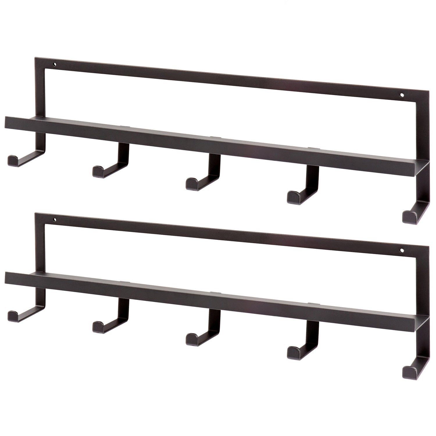 WOOOD Quinn Kapstok 5 Haken - Metaal - Zwart - Set van 2