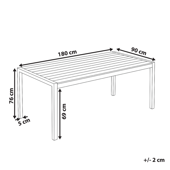 Beliani - VERNIO - Tuintafel - Zwart|Zilver - 90 x 180 cm - Aluminium