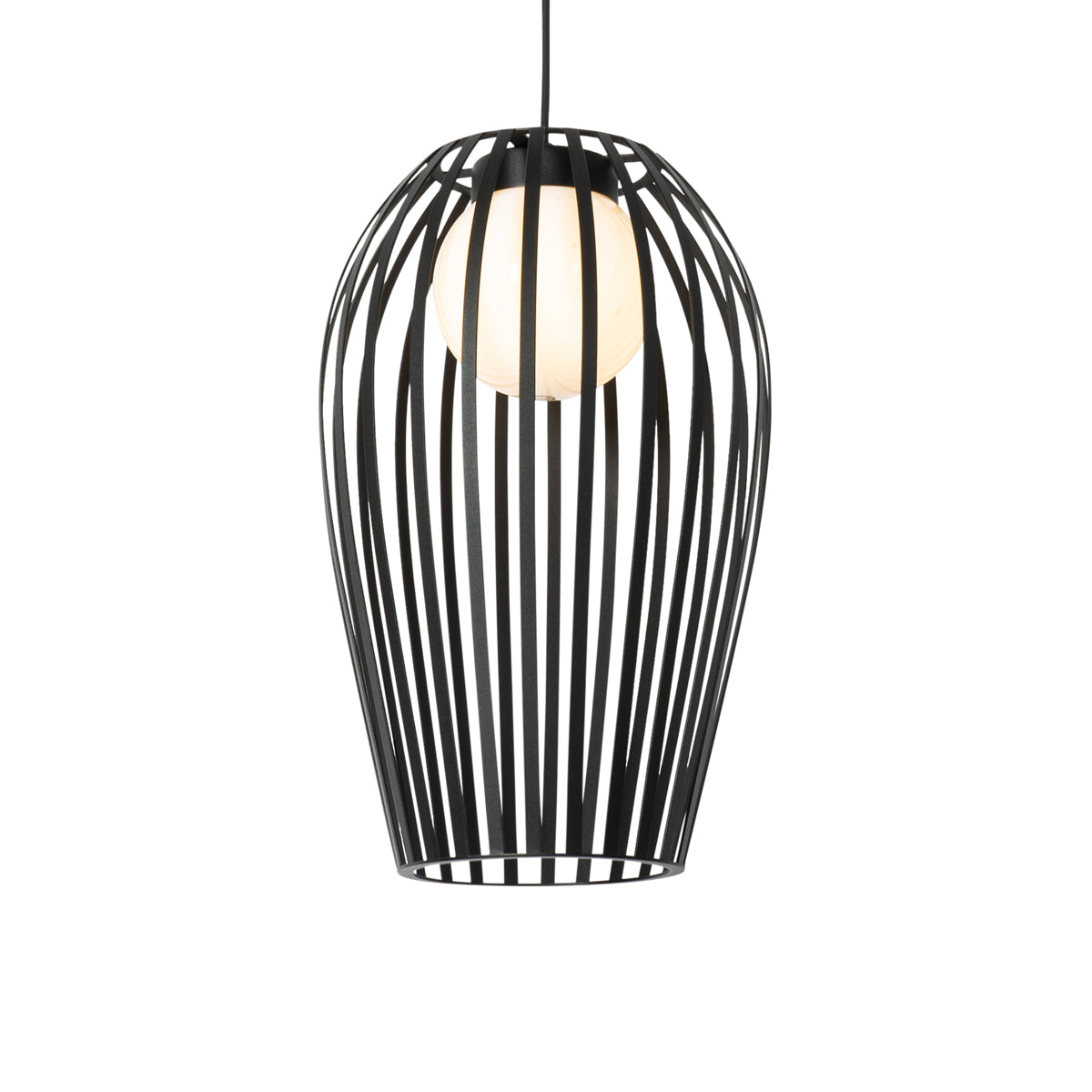 QAZQA Design hanglamp zwart met opaal IP44 - Angela