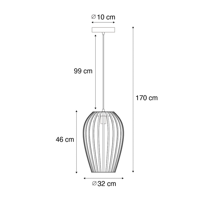 QAZQA Design hanglamp zwart met opaal IP44 - Angela