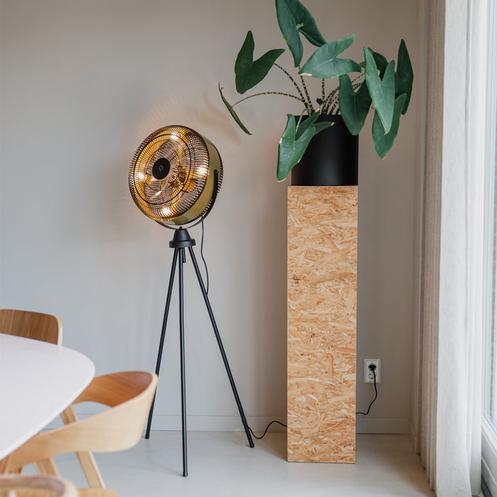 QAZQA Vloerventilator zwart met goud  4-lichts dimbaar - Kim