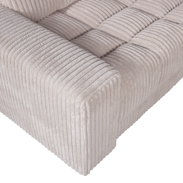 WOOOD Second Date Hoekbank Links - Grove Ribstof - Naturel