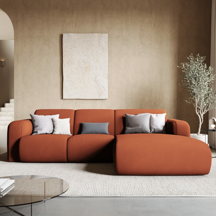 Windsor & Co Lola Hoekbank met Chaise Longue Rechts - Chenille - Terracotta