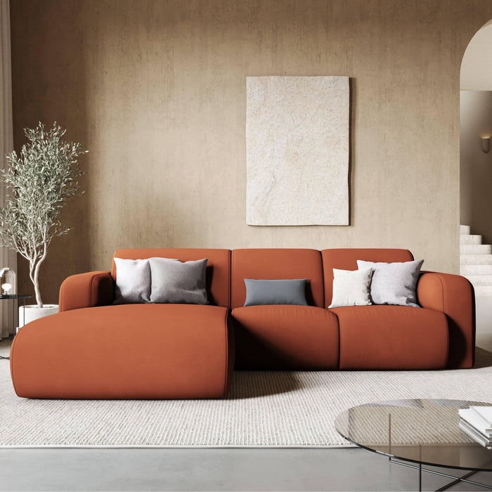 Windsor & Co Lola Hoekbank met Chaise Longue Links - Chenille - Oranje