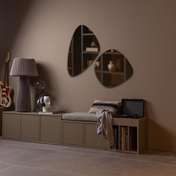 WOOOD Turner Platenkast - Grenen - Mud - 47x44x44