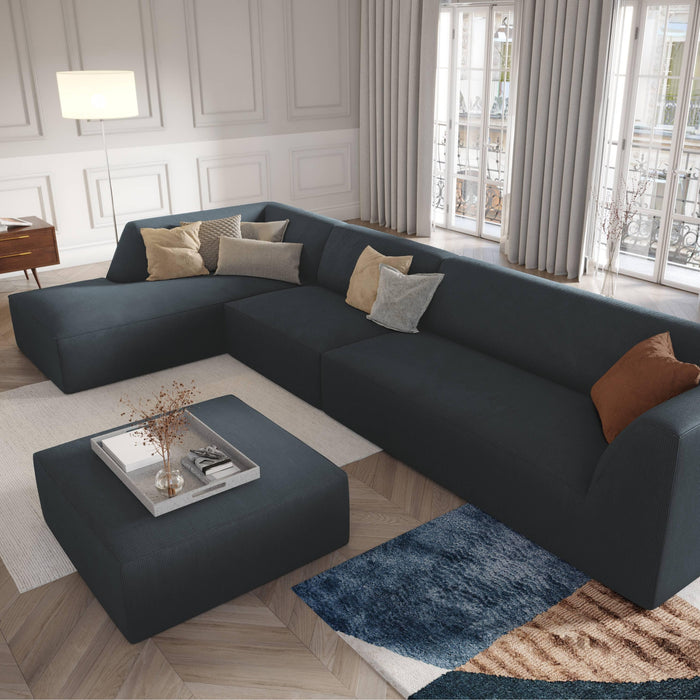 Windsor & Co Sao Hoekbank met Chaise Longue Links - 5-zits - Ribstof - Blauw