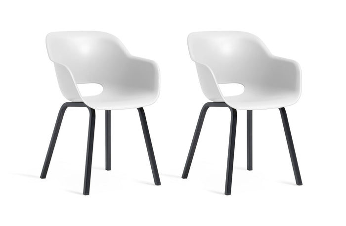 Keter Noa Tuinstoel - 2 stuks - 55x56.5x80cm - metalen onderstel - Wit