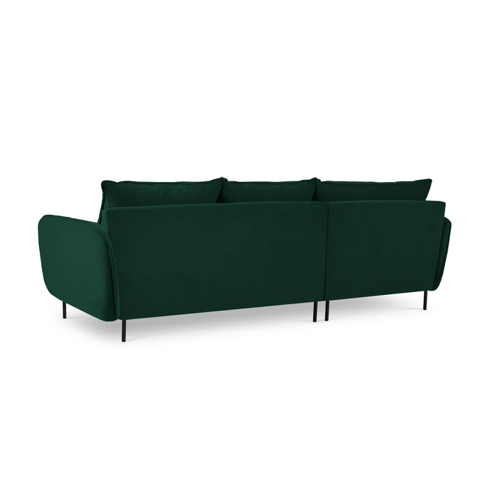 Cosmopolitan Design Vienna Hoekbank met Chaise Longue Links - Velvet - Flessengroen
