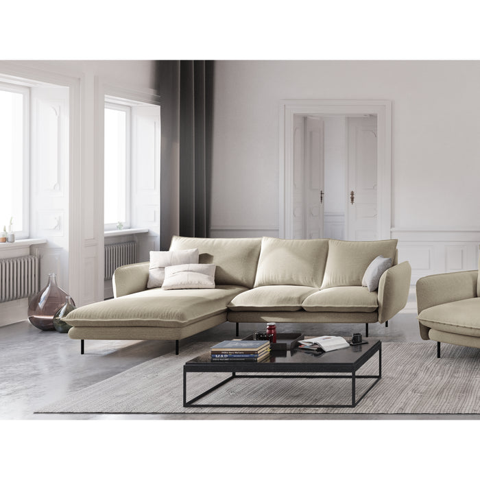 Cosmopolitan Design Vienna Hoekbank met Chaise Longue Links - Linnen - Beige