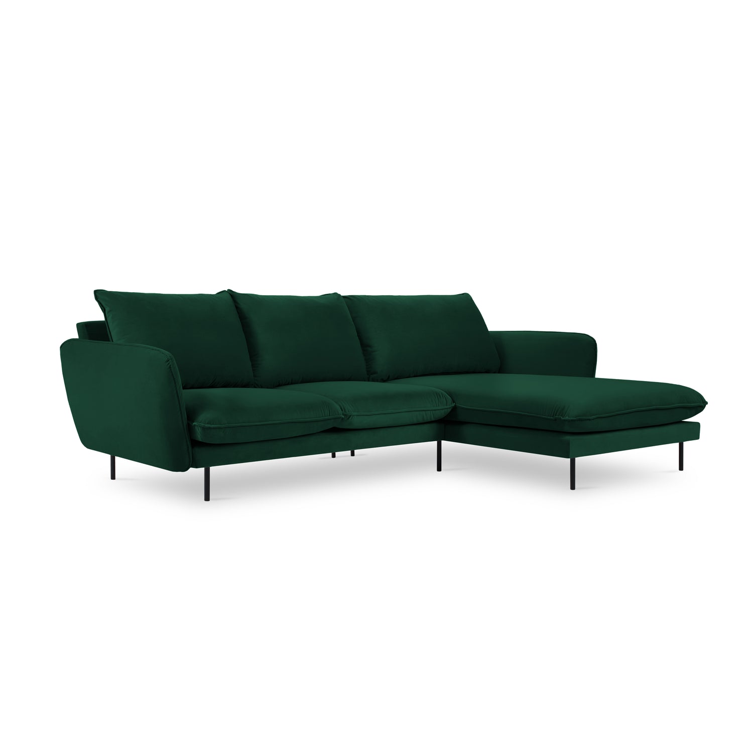 Cosmopolitan Design Vienna Hoekbank met Chaise Longue Rechts - Velvet - Flessengroen