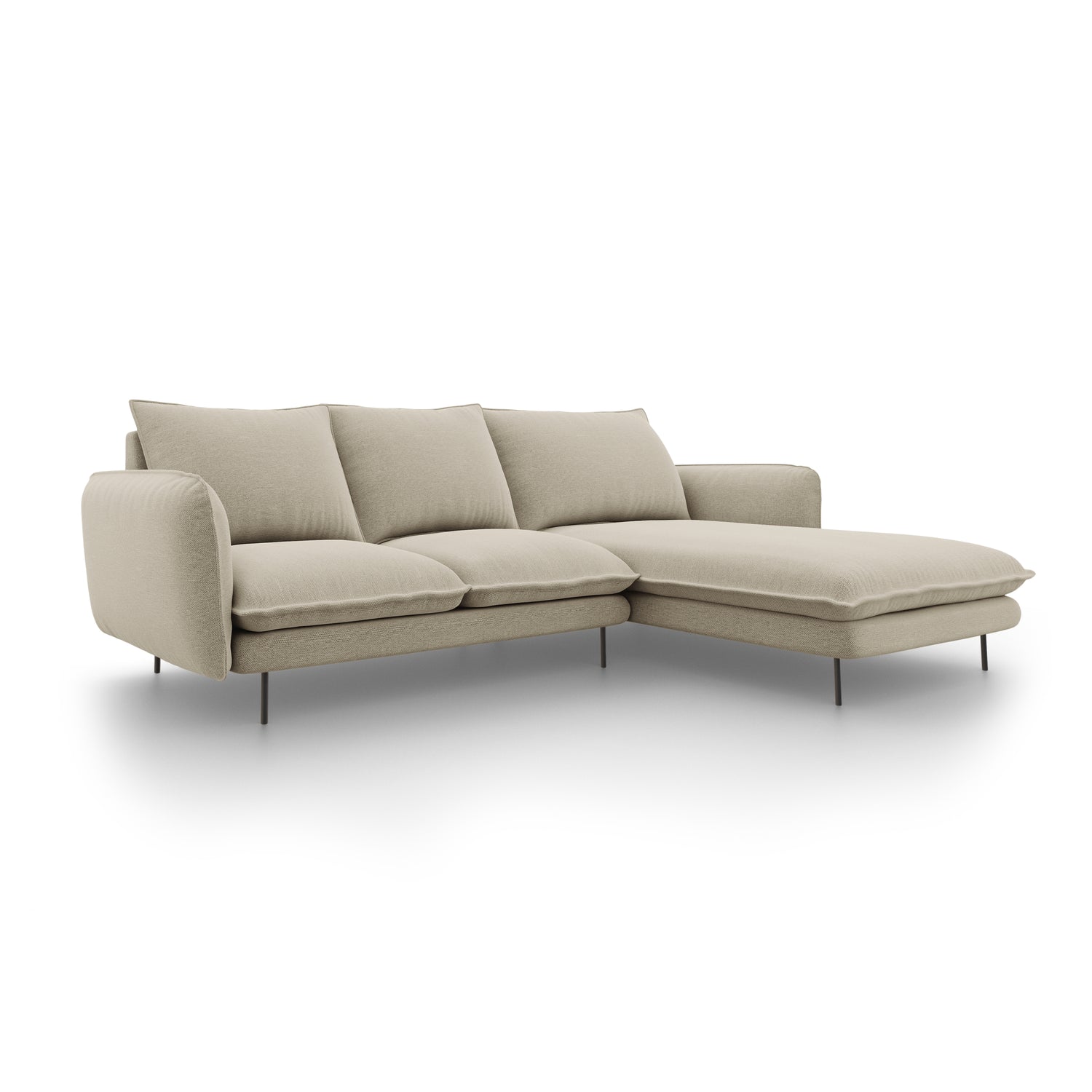 Cosmopolitan Design Vienna Hoekbank met Chaise Longue Rechts - Linnen - Beige