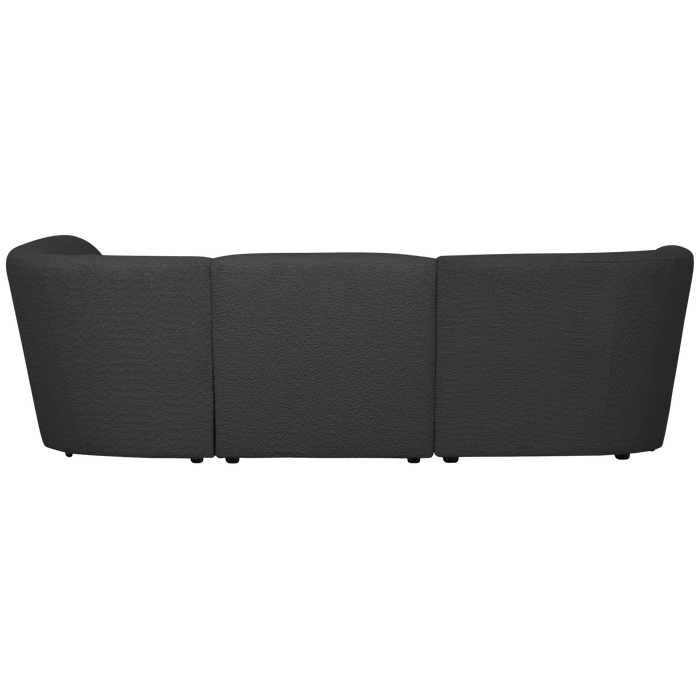 WOOOD Coco 3-Zits Ronding Rechts - Bouclé - Donkergrijs - 70x230x138