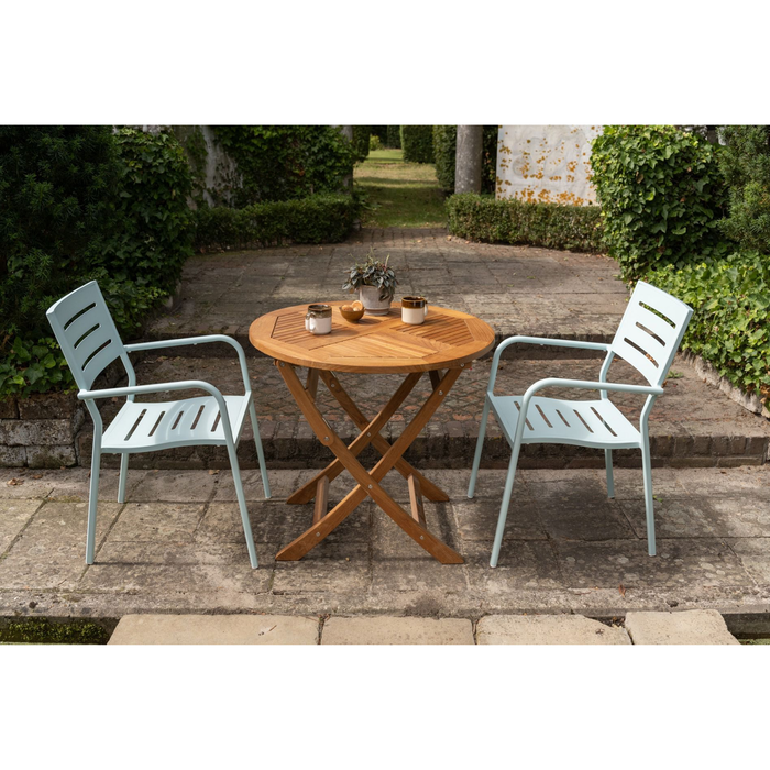 WOOOD Hawaii Tuinstoel Met Armleuning  - Aluminium - Blauw - 85x56x53