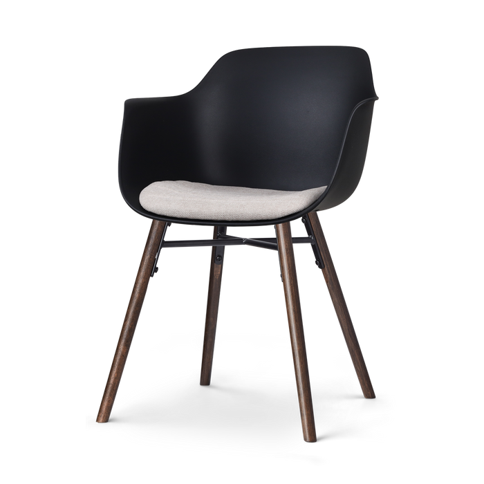 Nolon Nena-Liz Eetkamerstoel Zwart - Beige Kussen - Walnoot