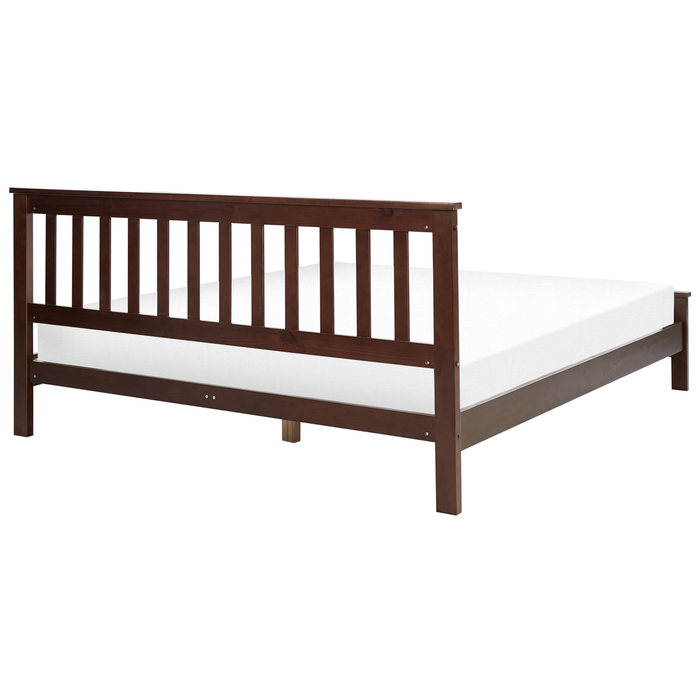 Beliani-MAYENNE -Tweepersoonsbed-Donkerbruin-160 x 200 cm-Dennenhout