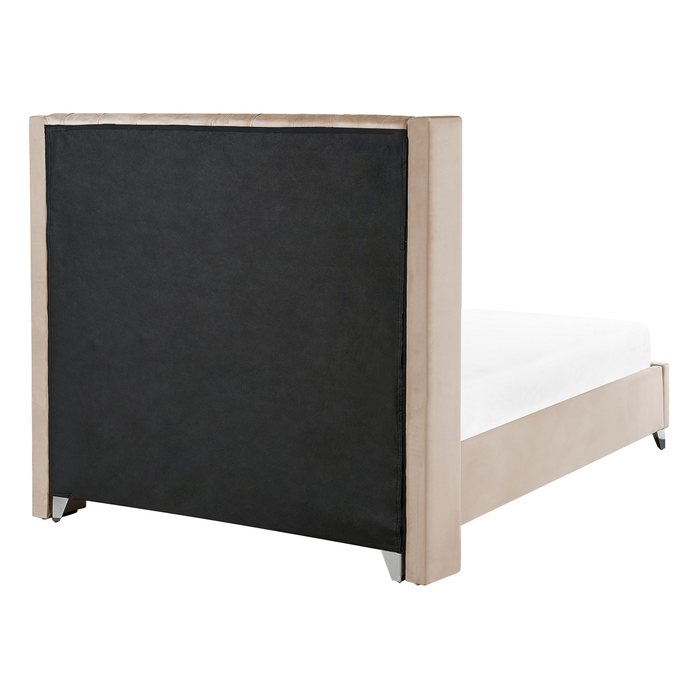 Beliani - LUBBON - Tweepersoonsbed - Beige - 140 x 200 cm - Fluweel