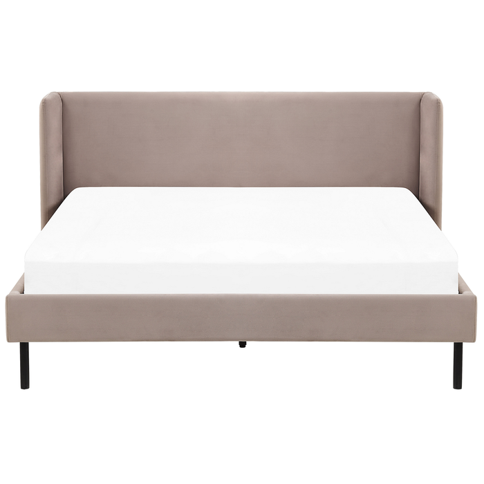 Beliani - ARETTE - Tweepersoonsbed - Taupe - 160 x 200 cm - Fluweel