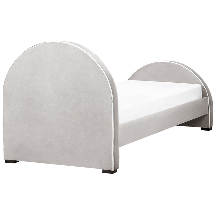 Beliani - NOZAY - Eenpersoonsbed - Lichtgrijs - 90 x 200 cm - Fluweel