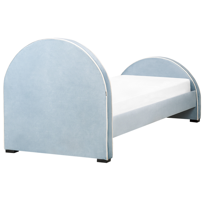 Beliani - NOZAY - Eenpersoonsbed - Lichtblauw - 90 x 200 cm - Fluweel