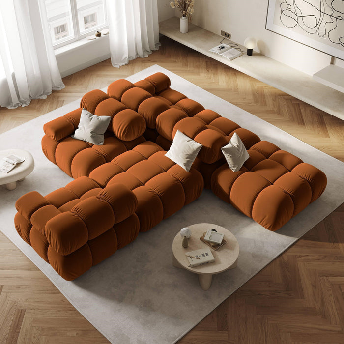 Milo Casa Tropea Modulaire 2-zitsbank Links Open met Hocker - Terracotta