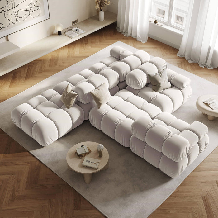 Milo Casa Tropea Modulaire 2-zitsbank Rechts Open met Hocker - Lichtbeige