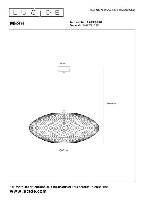 Lucide MESH Hanglamp - Mat Goud | Messing