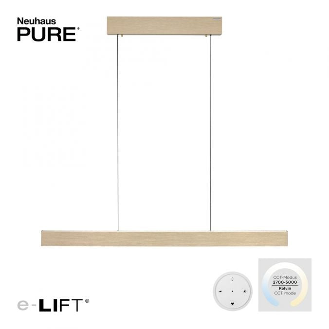 Neuhaus PURE® Hanglamp PURE E-MOTION Gold e-LIFT  120cm incl. Remote