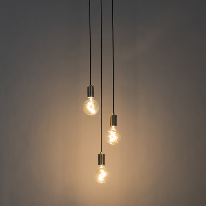 QAZQA Industriële hanglamp brons 3-lichts - Facil