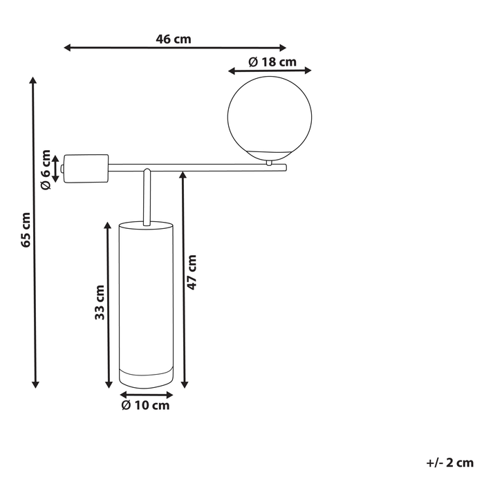 Beliani - HONDO - Tafellamp - Zwart|Goud - Metaal