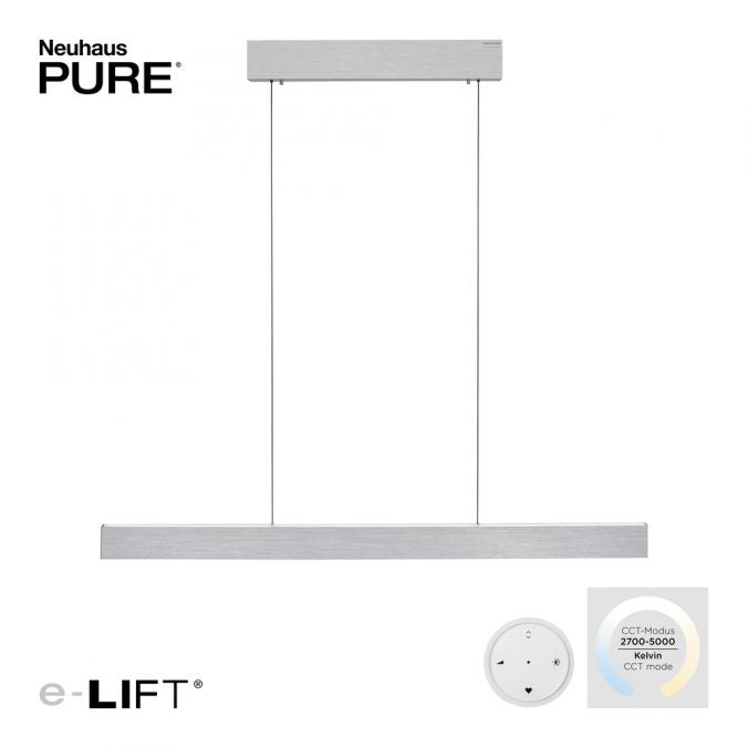 Neuhaus PURE® Hanglamp PURE E-MOTION Aluminium e-LIFT  120cm incl.