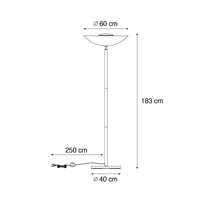 QAZQA Industriële vloerlamp zwart met gouden binnenkant 60 cm -