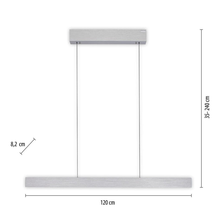 Neuhaus PURE® Hanglamp PURE E-MOTION Aluminium e-LIFT  120cm incl.