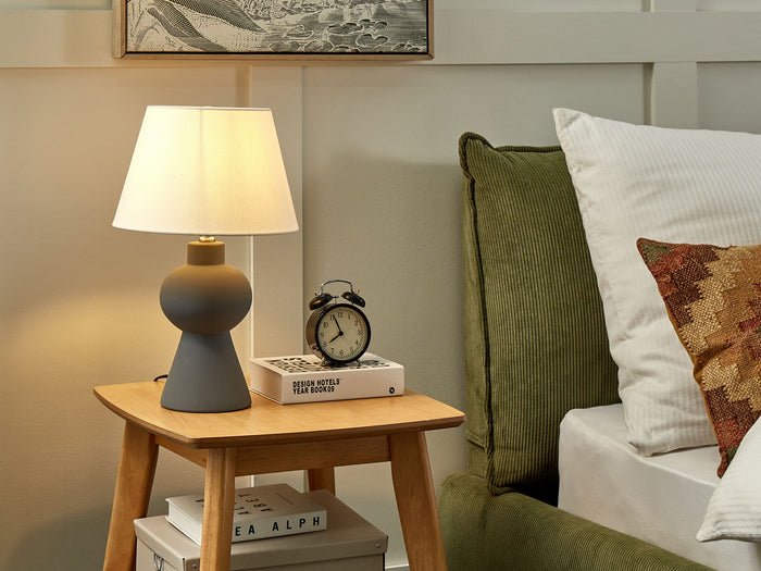 Beliani - FABILOS - Tafellamp - Grijs - Keramiek