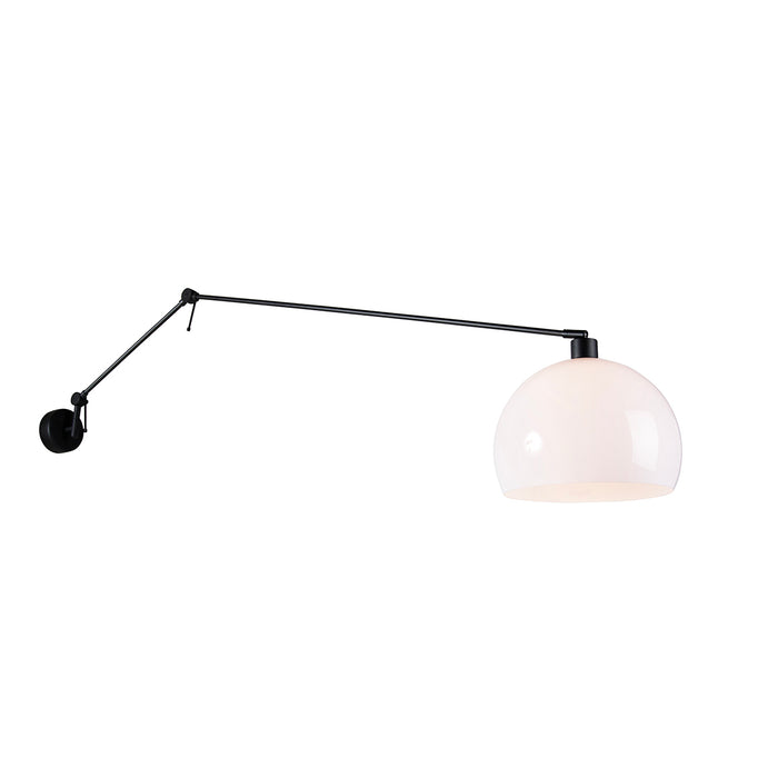 QAZQA Wandlamp zwart met kap wit 30 cm verstelbaar - Blitz