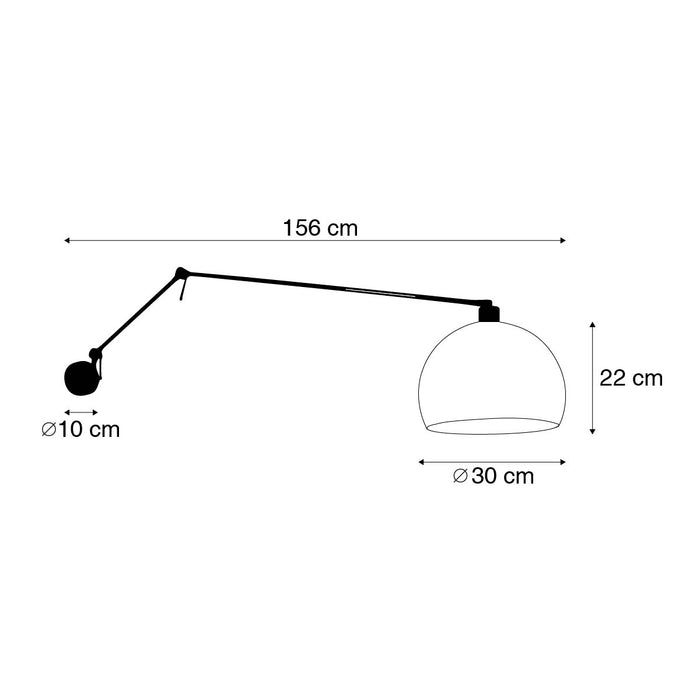 QAZQA Wandlamp zwart met kap wit 30 cm verstelbaar - Blitz