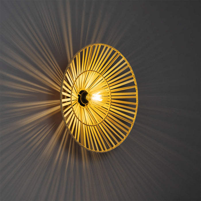 QAZQA Oosterse wandlamp zwart met naturel bamboe - Pua