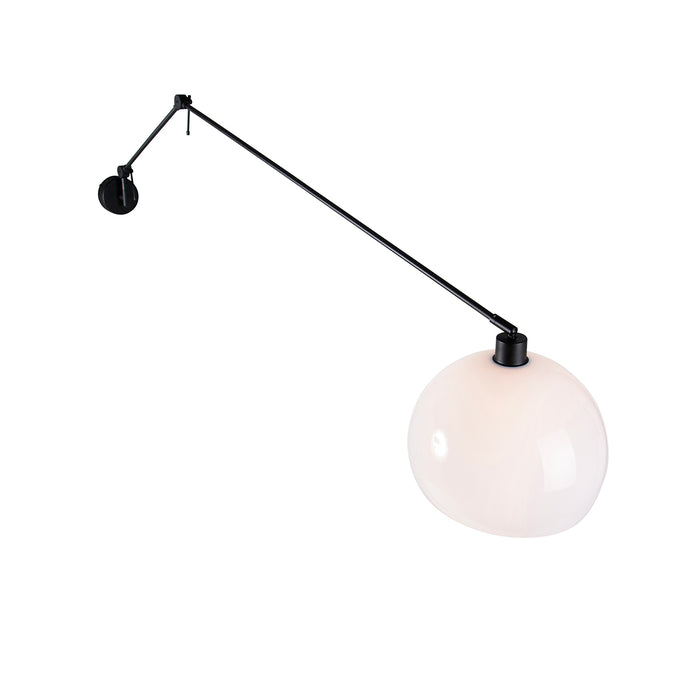 QAZQA Wandlamp zwart met kap wit 30 cm verstelbaar - Blitz