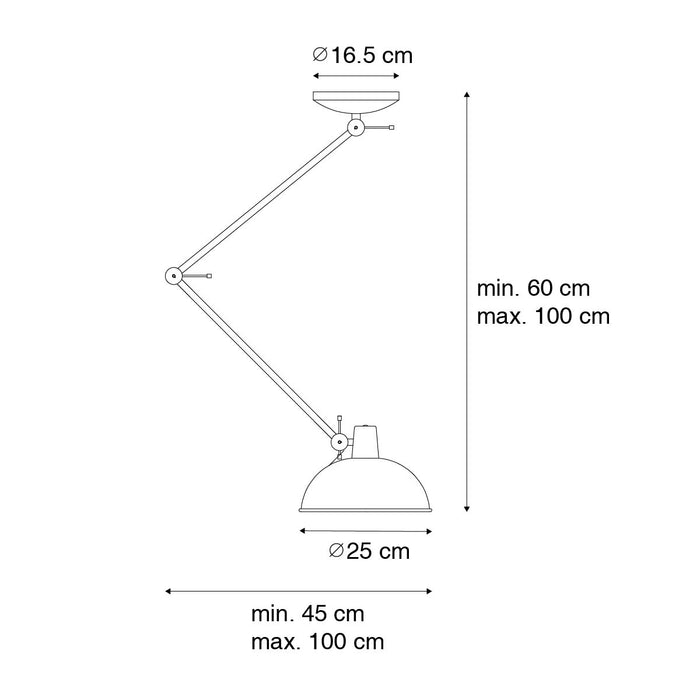 QAZQA Retro plafondlamp roze met brons - Milou