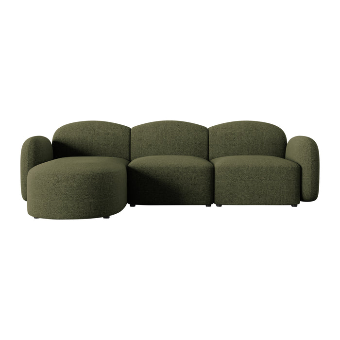 Micadoni Home Blair Hoekbank met Chaise Longue Links - Chenille - Groen