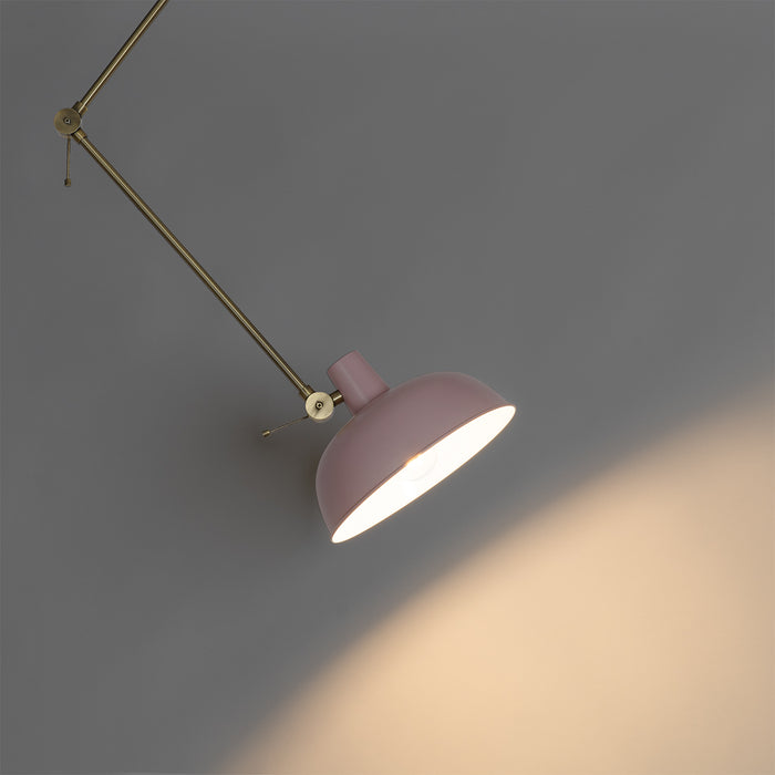 QAZQA Retro plafondlamp roze met brons - Milou